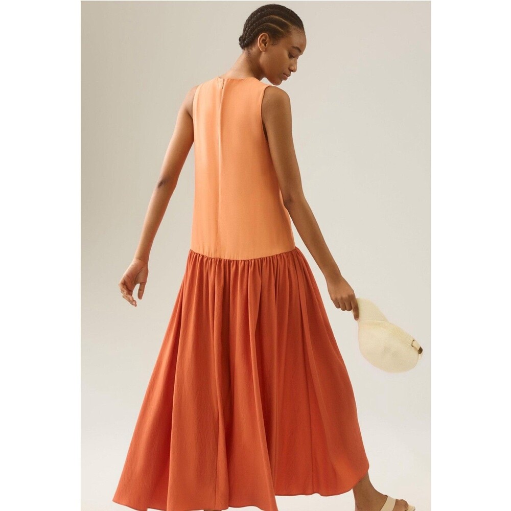 Anthropologie Hutch Dress High Low Orange Vacay Preppy Boho Retro Medium NWT